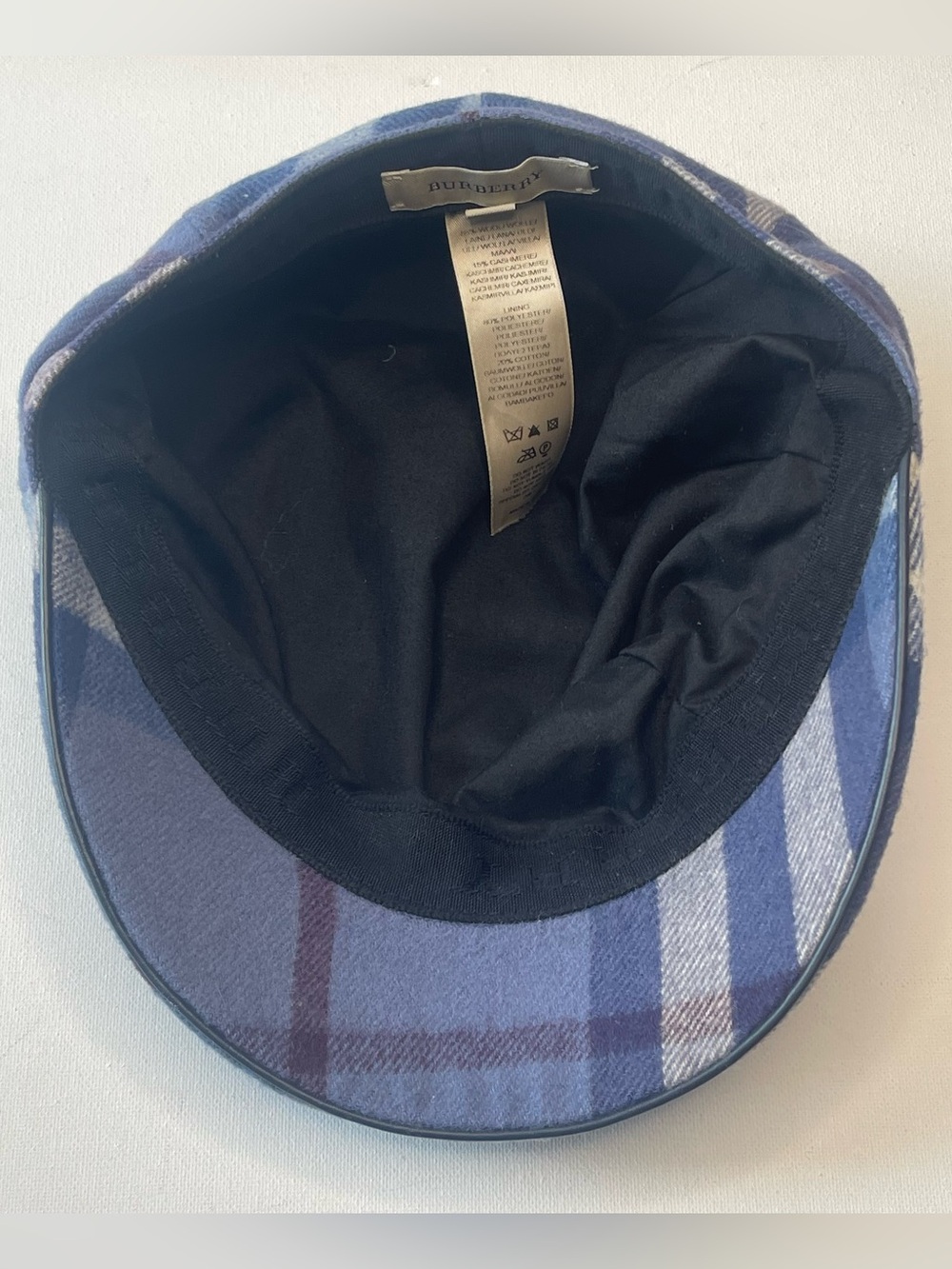 EUC AUTHENTIC BURBERRY WOOL/CASHMERE NEWSBOY HAT SIGNATURE PLAID MUTED BLUE SZ M - Picture 7 of 12